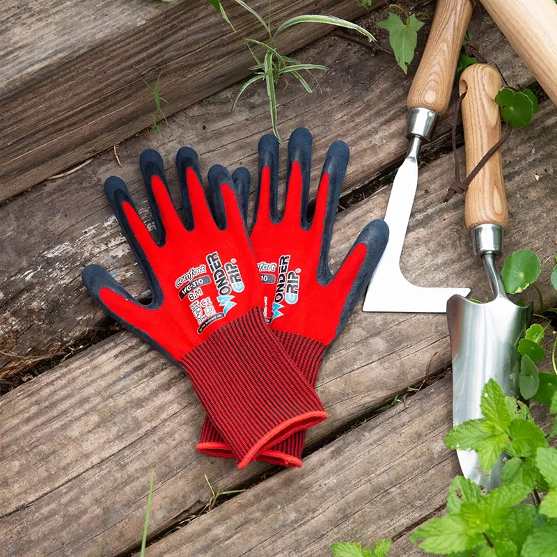 1 paio di guanti da giardinaggio per donna e uomo guanti da giardino rivestiti in Nitrile proteggono dai tagli e dallo sporco Nylon estensibile traspirante