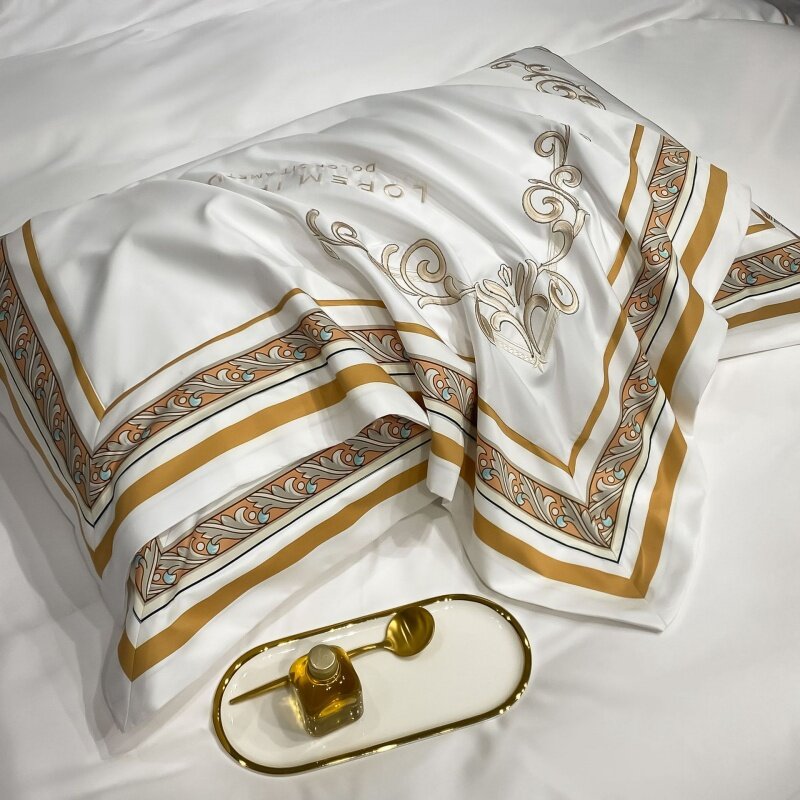 Set copripiumino in seta lavata a doppia faccia, seta di ghiaccio estiva, stile primaverile e autunnale, biancheria da letto