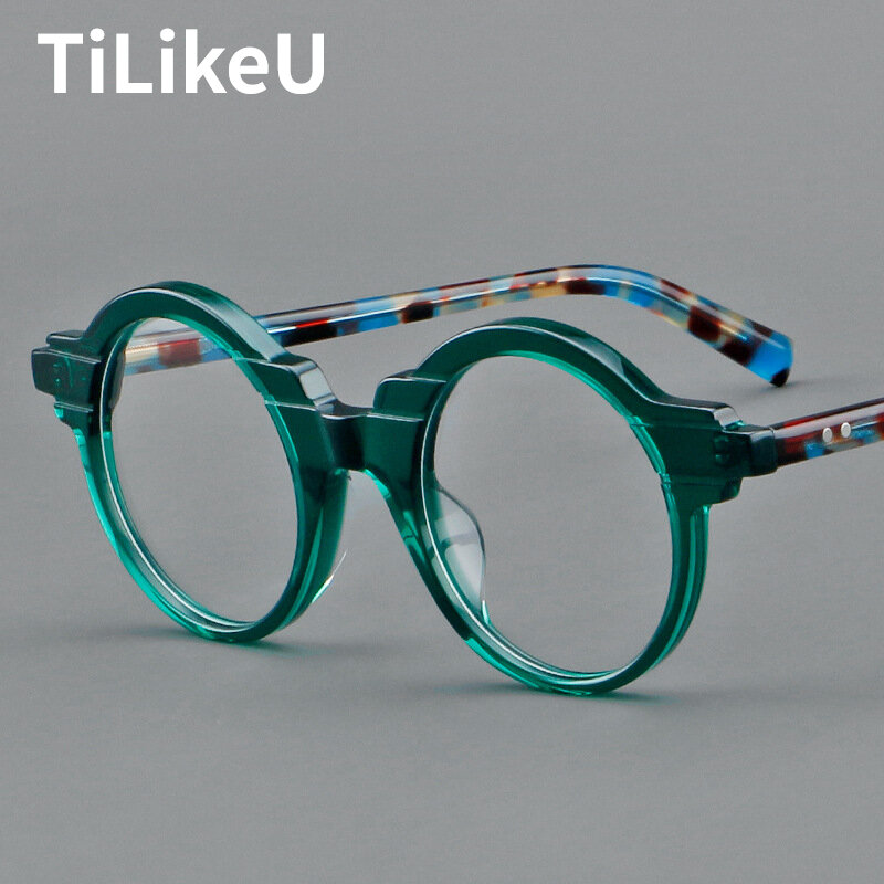Wysokiej jakości oprawki do okularów z octanu w stylu vintage projektant owalne duże oprawki do okularów moda mężczyźni kobiety okulary komputerowe koreańska marka