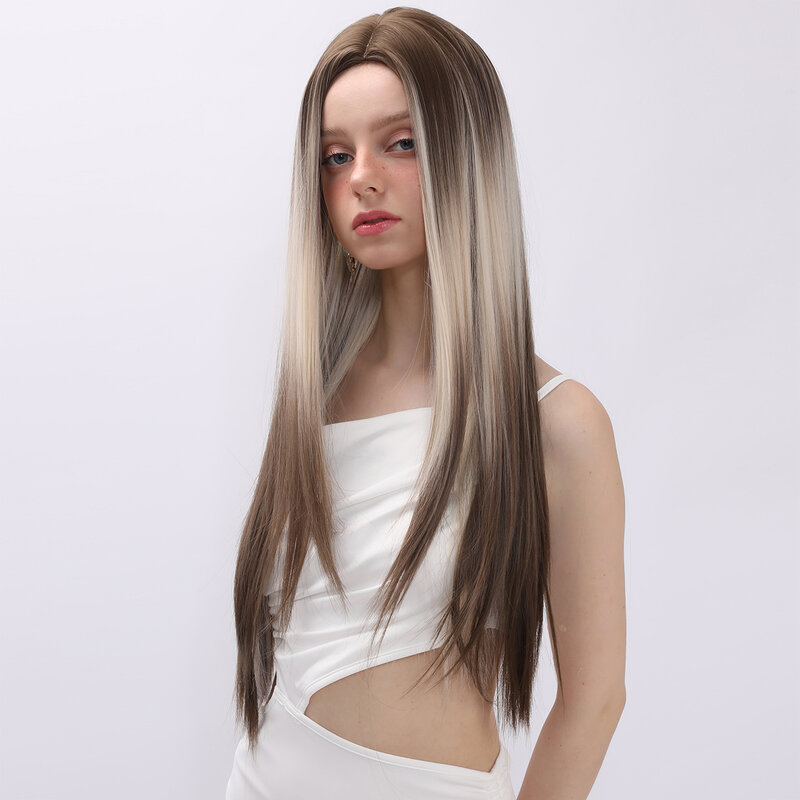 Smilco Omber, искусственные волосы коричнево-светлого цвета с синтетическим кружевом спереди для женщин, ежедневный косплей, прямой вырез, термостойкий парик
