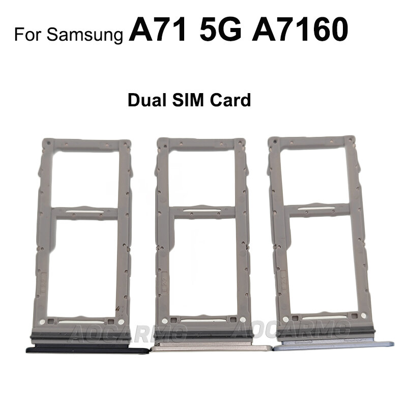 Aocarmo-Soporte de ranura para bandeja SIM Dual + única, piezas de repuesto para Samsung Galaxy A71, 5G, SM-A7160, Tarjeta Sim