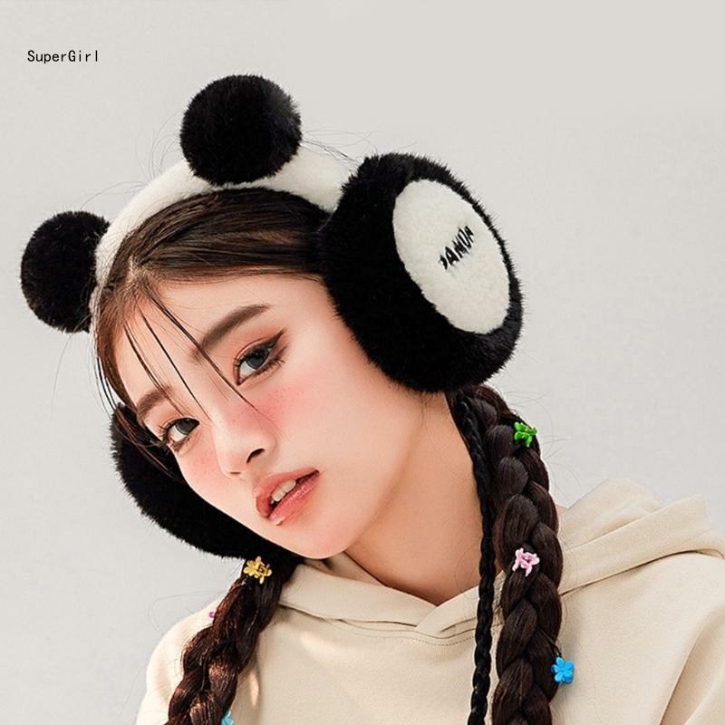 Orejeras Panda, orejeras plegables, orejeras lana, diadema, orejera Panda, calentador orejas Panda, orejeras