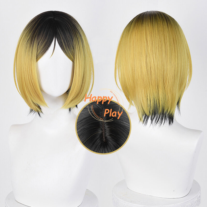 4 gaya Wig Cosplay Kenma Kozume hitam keemasan celup Kozume Kenma Wig wanita tahan panas rambut sintetis karnaval Halloween