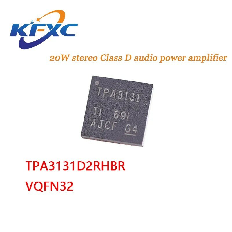 Amplificador de potência audio, TPA3131D2RHBR, VQFN32, 20W, estéreo Class D, original, autêntico