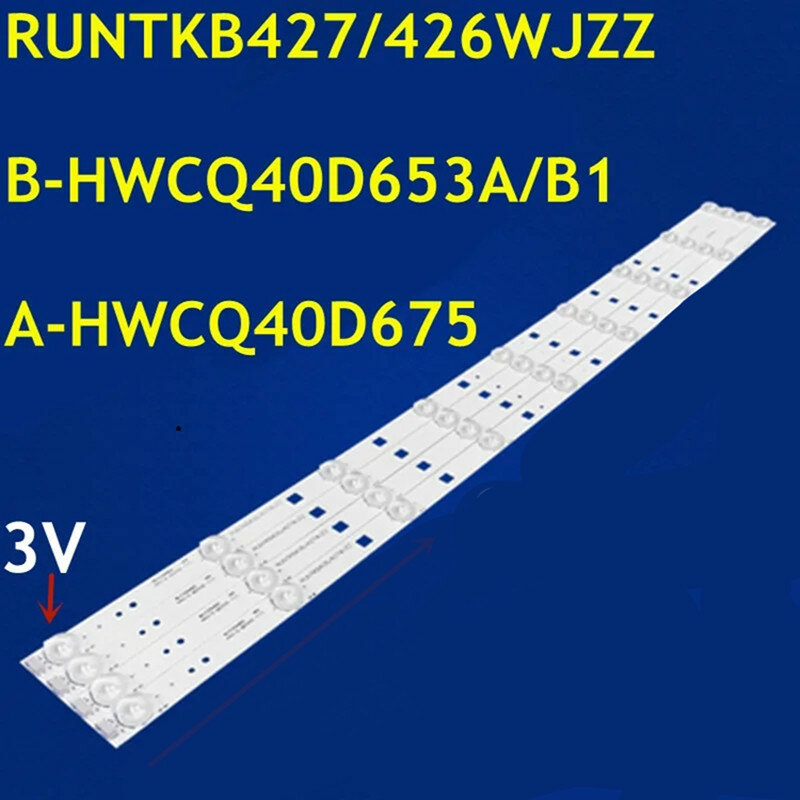 Tira de retroiluminação LED, A-HWCQ40D675, RUNTKB437WJZZ, LC-40LE275T, LC-40LE260M, LC-40LE275M, LC 40LE660x, M6A010311034, 4pcs