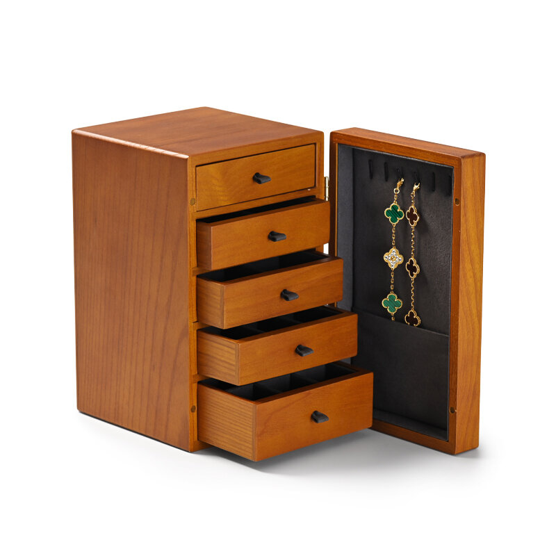 Oirlv Jewelry Drawer Organizer 5-layers Wooden Jewelry Storage Drawer Box Organizer Dustproof Solidwood Jewelry Organizer Drawer