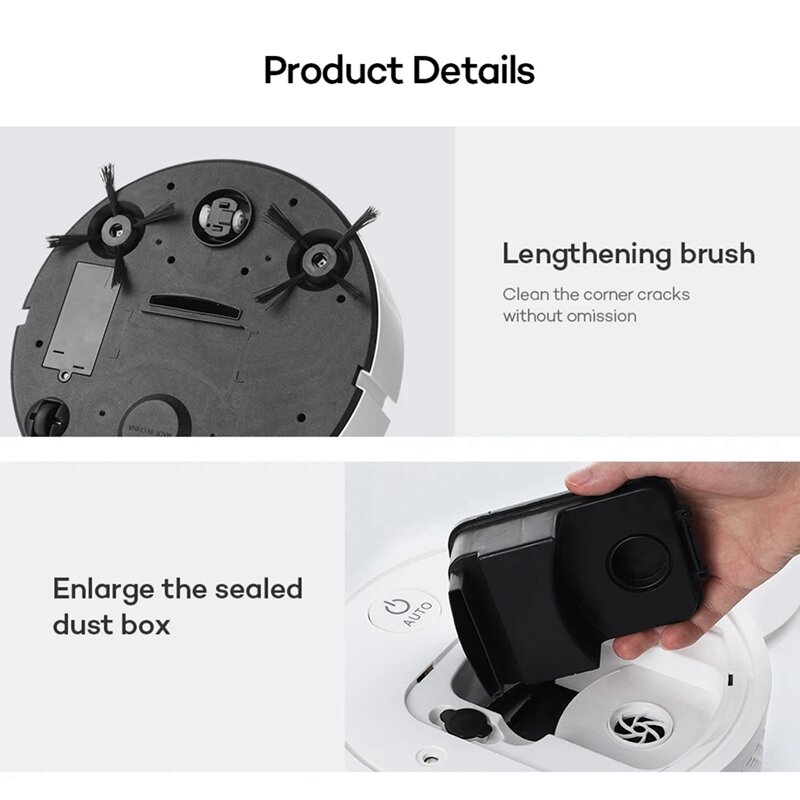 USB Recarregável Robot Aspirador de pó, Limpeza Automática, Máquina de varrer, Wet Mopping, Fácil de Instalar, Novo, 5-em-1