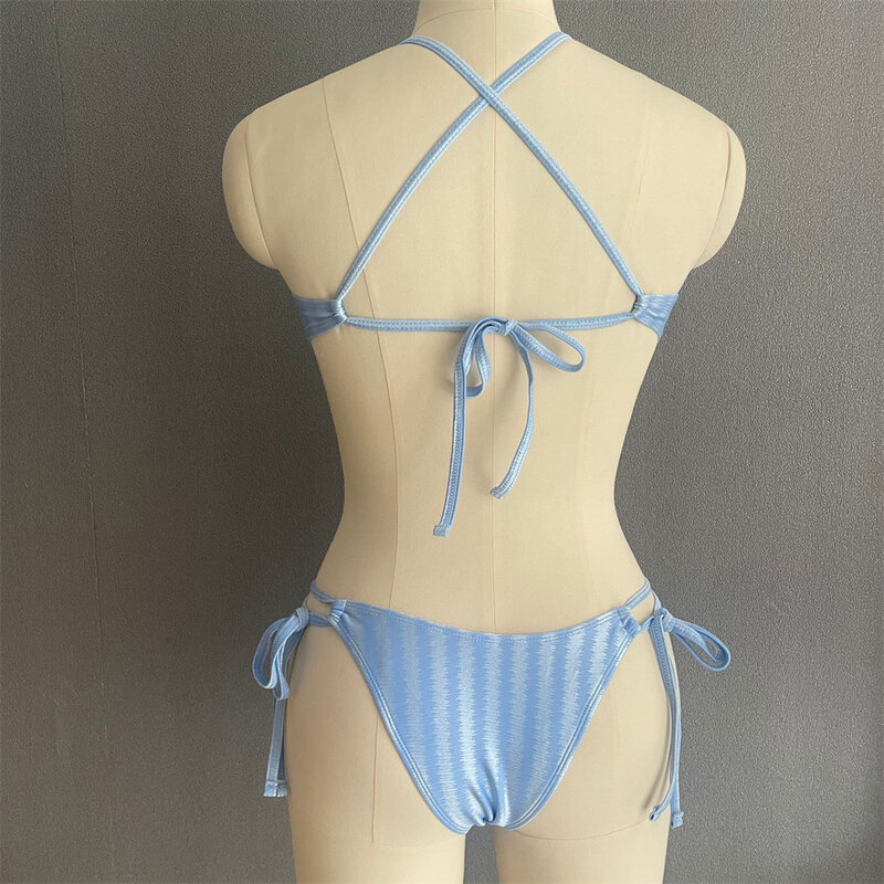 Fashion Print Bikini Thong Swimsuit Rings Sexy String Backless SwimWear Women Micro Thongs Y2K Trend Bathing Suits Beach Outfits