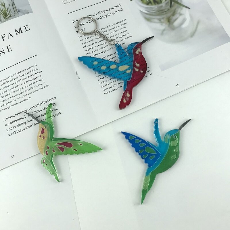 DIY llavero de colibrí, molde de silicona epoxi, adornos DIY, colgante, joyería, molde artesanal para regalo de amor de San 517F