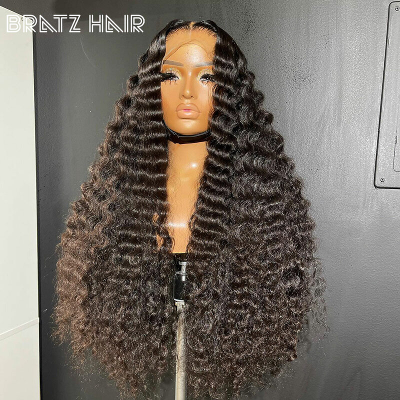 250 High Density 13x4 Deep Wave Lace Front Wigs 30inch Curly 13x6 HD Transparent Lace Frontal Wigs 4x4 5x5 Lace Closure Wigs