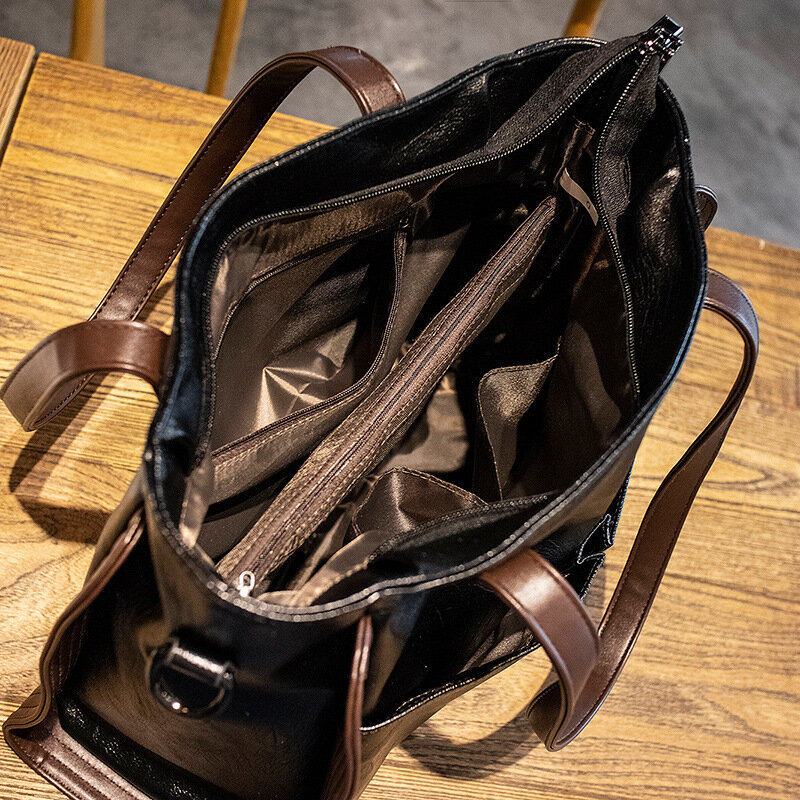 Large-capacity soft leather feeling big bag female new Korean style trendy handbag shoulder female bag messenger bag