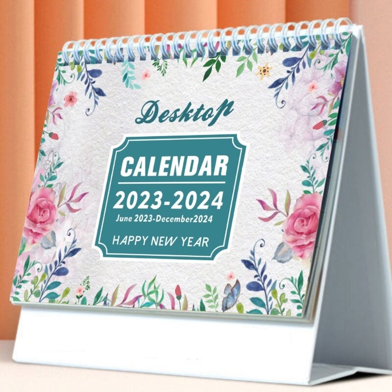 Calendrier de bureau debout 2024 à rabat, mini calendrier de bureau mensuel planificateur d'horaire quotidien calendrier de de à