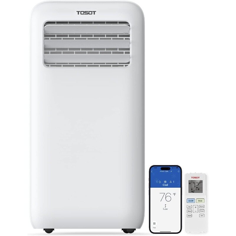 TOSOT Ar Condicionado Portátil AC, Controle Wi-Fi, 3-em-1 AC, 12,000BTU, 8.000 BTU