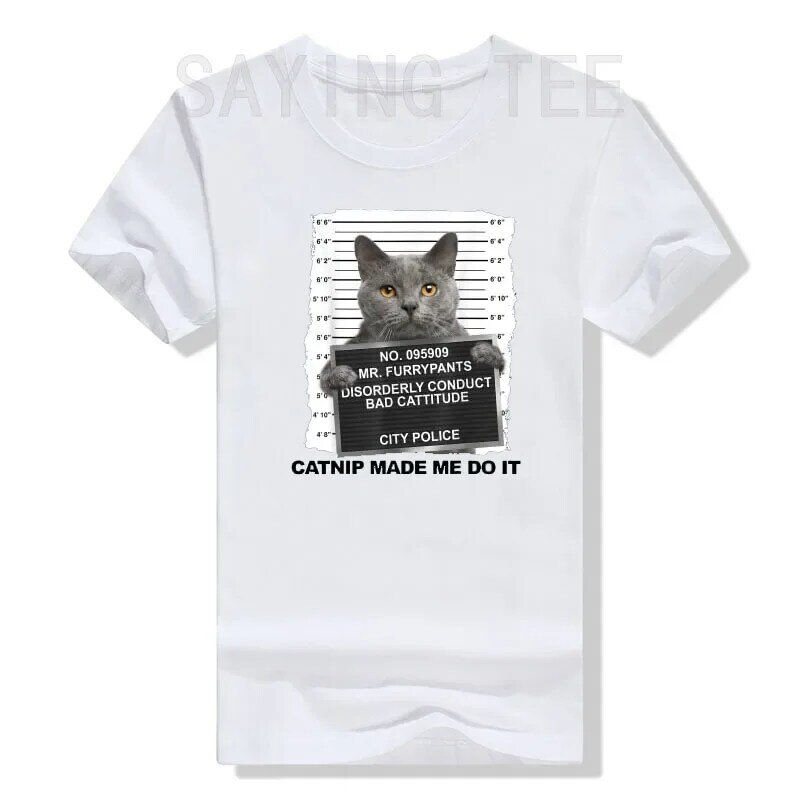 Catnip Made Me Do It Funny Cat Tee T-Shirt Y2k Top Aesthetic Clothes Cute Kitty Cat Owner Graphic Tee Novelty Gift Basics Outfit