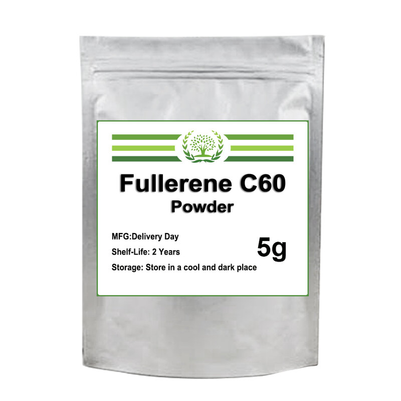 Fullerene-polvo C60 de alta calidad, materias primas cosméticas, blanqueamiento y arrugas, prevención del envejecimiento