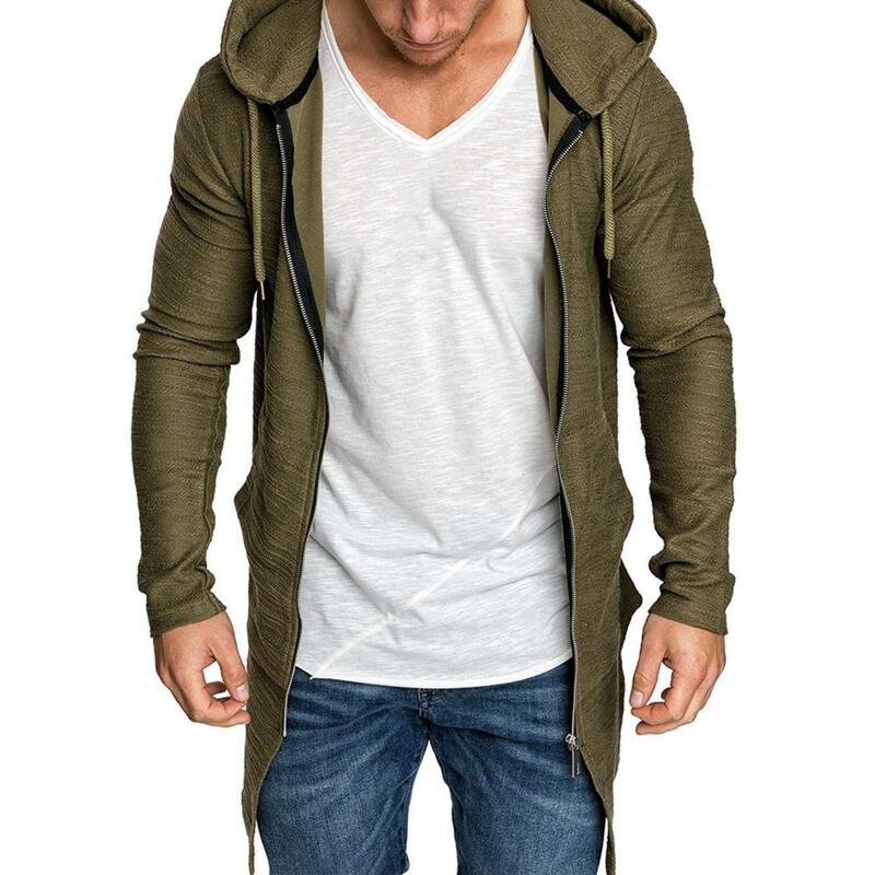 Długa kurtka kardigan z kapturem bluza tunika męska bluza męska długa bluza z kapturem bluza z kapturem taklowate sweter na zewnątrz