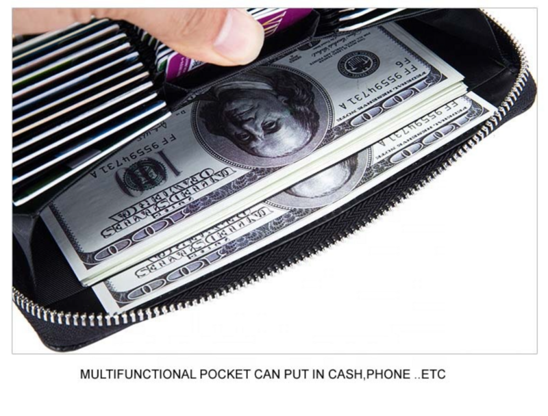 Skórzany portfel na karty kredytowe z zamkiem błyskawicznym, skórzane etui na karty kredytowe z blokadą RFID portfel akordeonowy dla mężczyzn