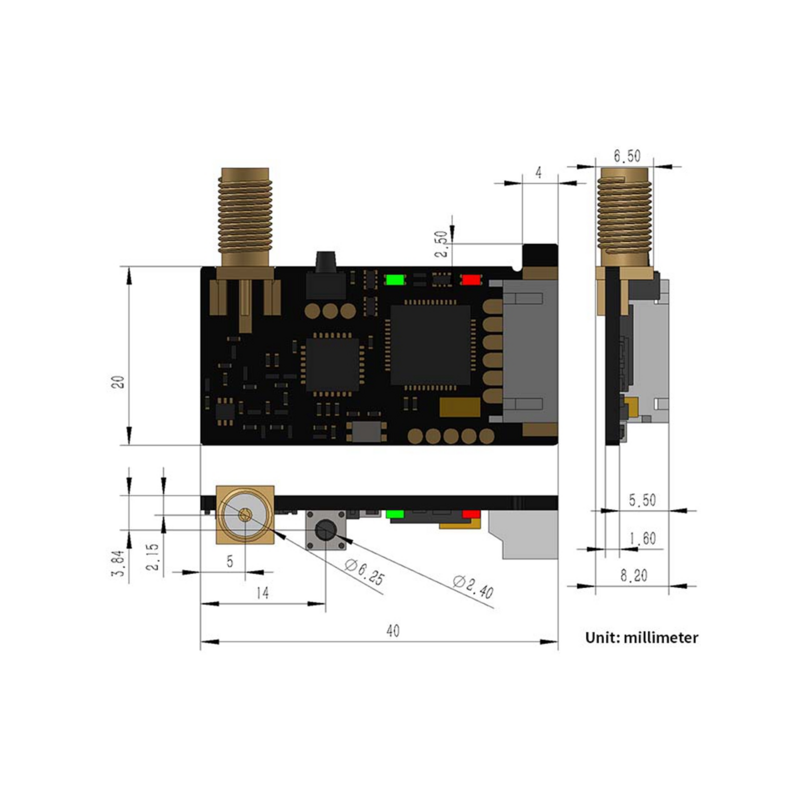 SX1278 lora módulo sem fio, transmissor serial e módulo receptor, 433m