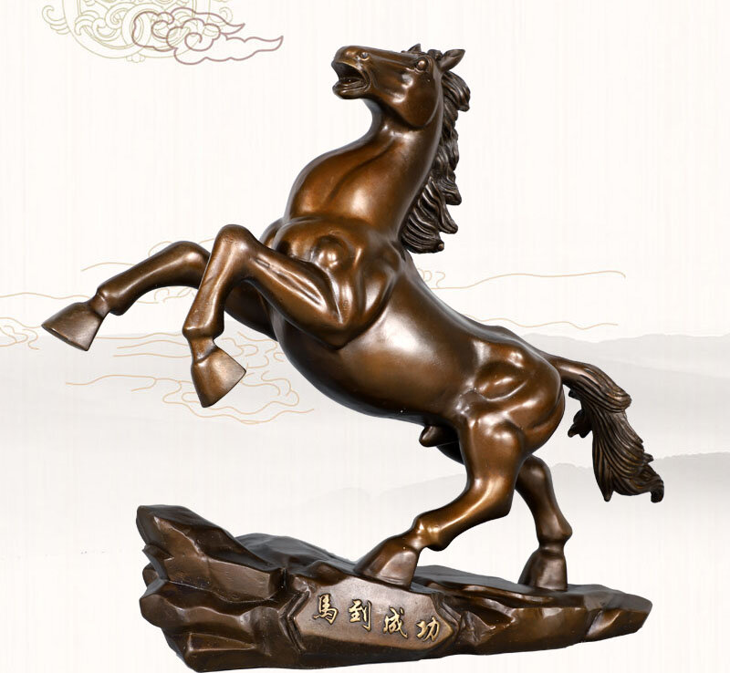 Большая домашняя офисная Статуэтка фэн-шуй, бронзовая статуэтка с резьбой, статуэтка лошади, процветающая, удача, талисман, украшение