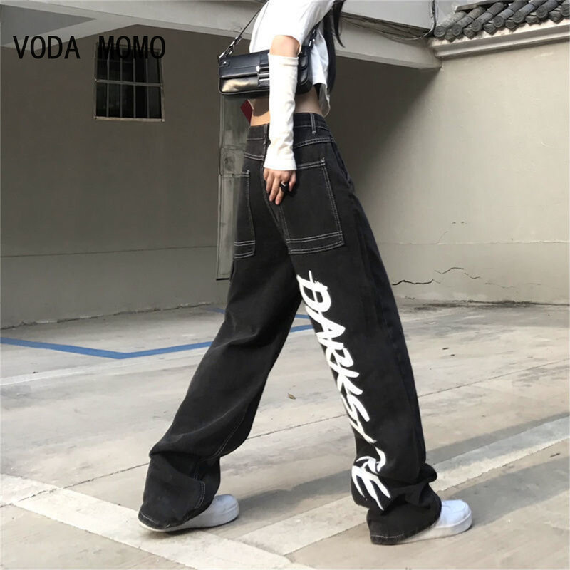 Pantalones vaqueros holgados de estilo Hip Hop para Hombre, pantalón holgado de Color negro, Estilo Vintage, novedad de 2022