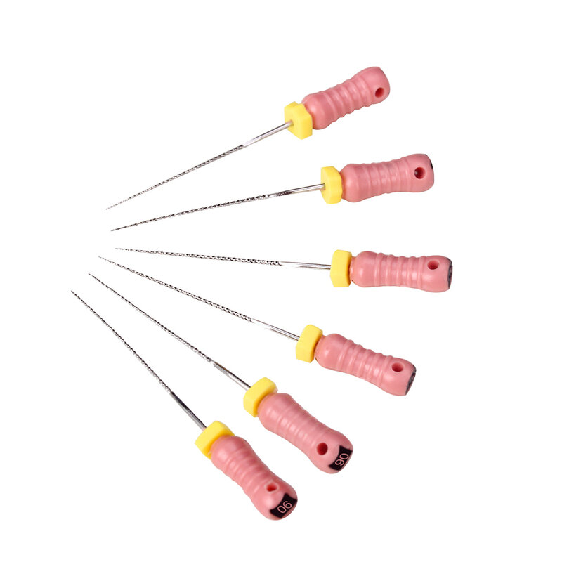 6 sztuk/paczka AZDENT Dental Hand Use K-Files 21/25mm endodontyczne pilniki do kanałów korzeniowych ze stali nierdzewnej narzędzia dentystyczne pilniki dentystyczne laboratorium