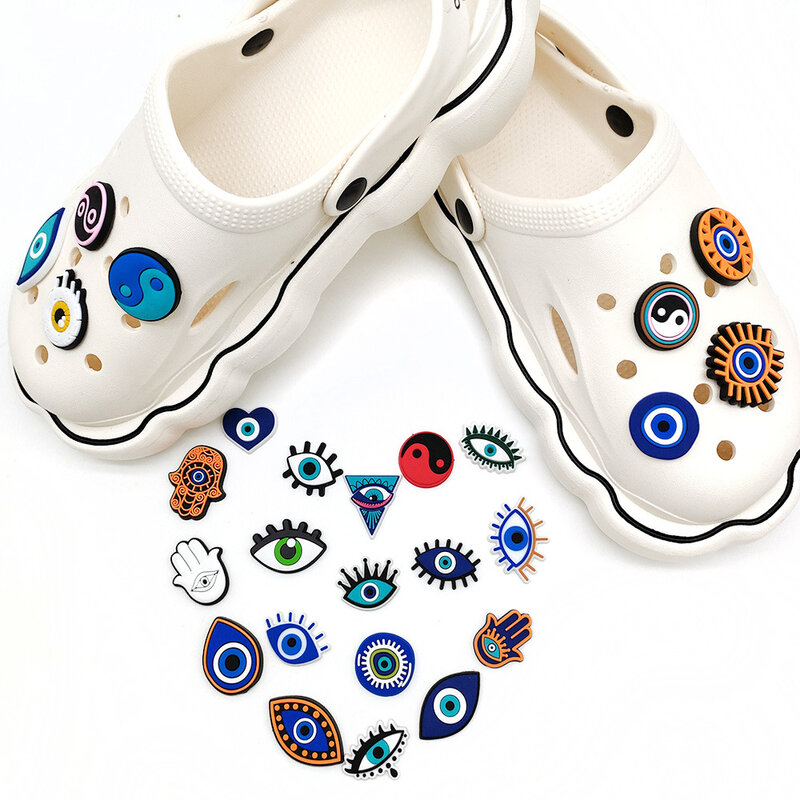 가방용 PVC 참 슬리퍼 버클 핏 손목 밴드, 신발 장식, DIY 드롭 배송, 26 디자인 아이 시리즈