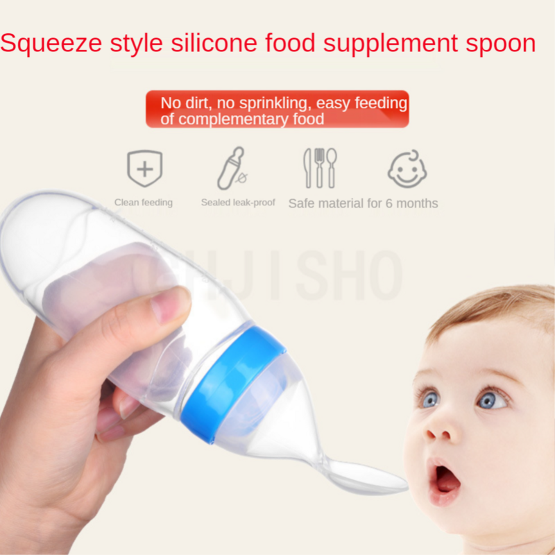 BiSantos en silicone avec cuillère à presser pour nouveau-né, biSantos sûr pour tout-petit, biSantos à lait, mangeoire d'entraînement, outils de complément alimentaire, 90ml