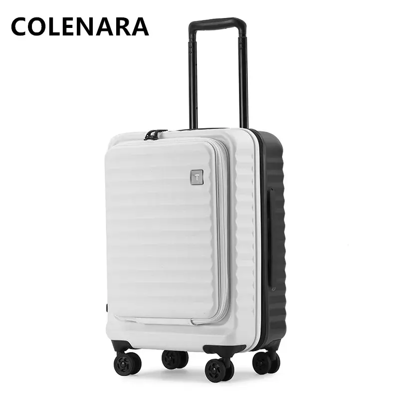 COLENARA High Quality Suitcase Laptop Boarding Case Front Opening Trolley Case 20"24"28 Inch Wheeled Travel Bag Cabin Luggage