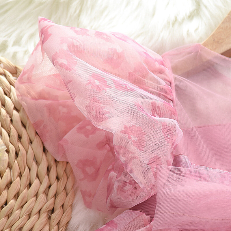 Sanurgente-Robe d'été à manches courtes pour enfants, Hello Kitty Mymelody, robe de princesse pour bébé fille, jupe tutu en maille, joli cadeau pour enfants, nouveau