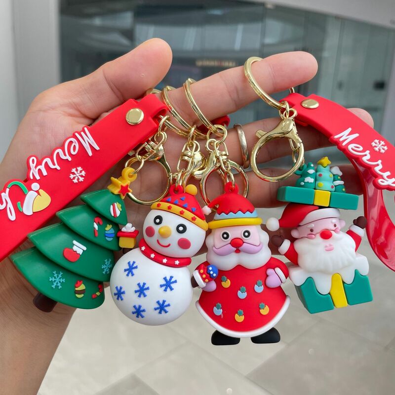 Porte-clés arbre de Noël bonhomme de neige, wapiti, cerf, père Noël, bijoux de Noël, fournitures de vacances festives, pendentif sac à dos, nouveau