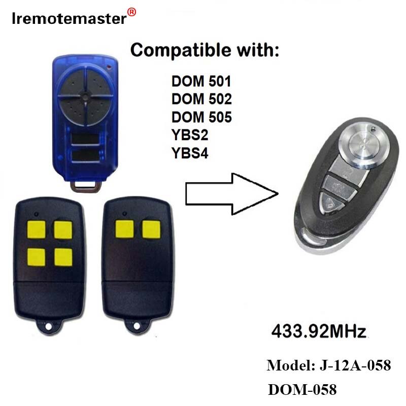 For DOMINATOR DOM 505 Garage Door Remote Control 433.92Mhz Rolling Code Garage Command Opener Remote