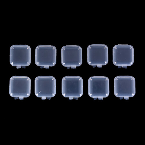 Caixa plástica transparente para tampões de ouvido, caixa transparente, forma quadrada, recipiente de miçangas, caixa de artesanato, quente, 1 pc, 20 pcs, 50pcs