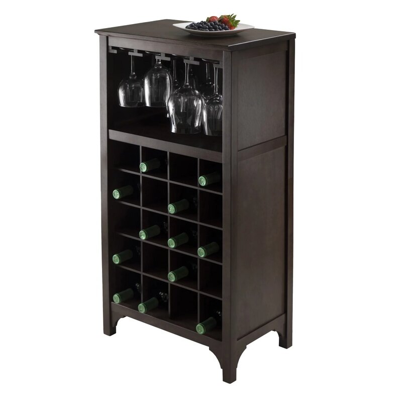 Winsome Wood Ancona Modular 20- Bottle Wine Cabinet, Espresso Finish，Made From Durable Wood and Holds Up To 20 Bottles