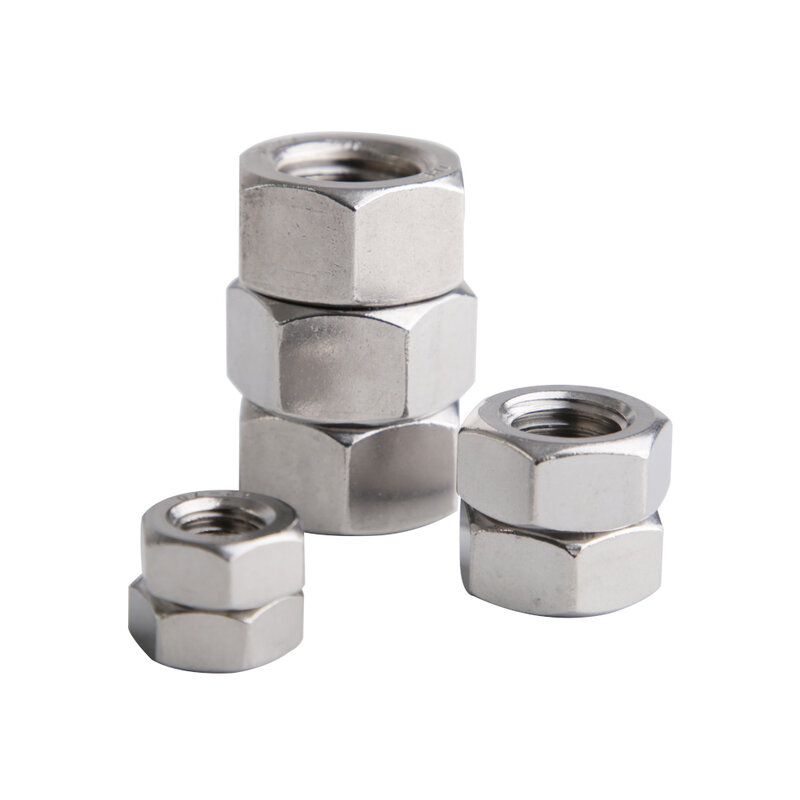 DIN934-tuercas hexagonales de acero inoxidable 304, M1.6, M2, M2.5, M3, M4, M5, M8, M10, M12, M16, M20, M24
