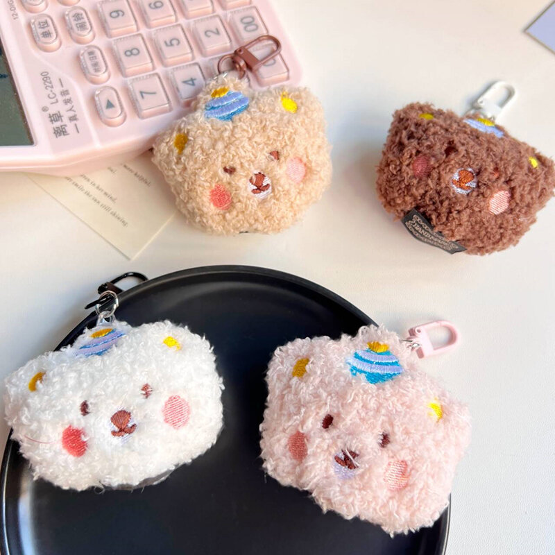Kawaii Plush Bear Keychain Cute Cartoon Stuffed Animal Keyring Car Key Chain For Girls Lovely Bag Pendant Decoration