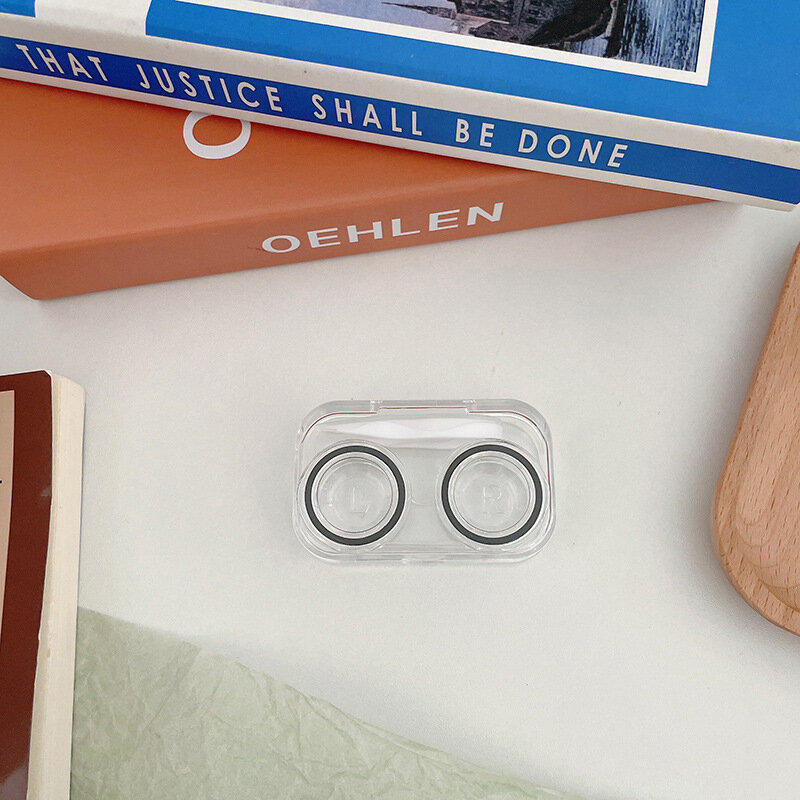 Mini estuche de lentes de contacto portátil transparente, caja de almacenamiento de lentes de fácil transporte, contenedor de cuidado ocular de viaje con caja de espejo