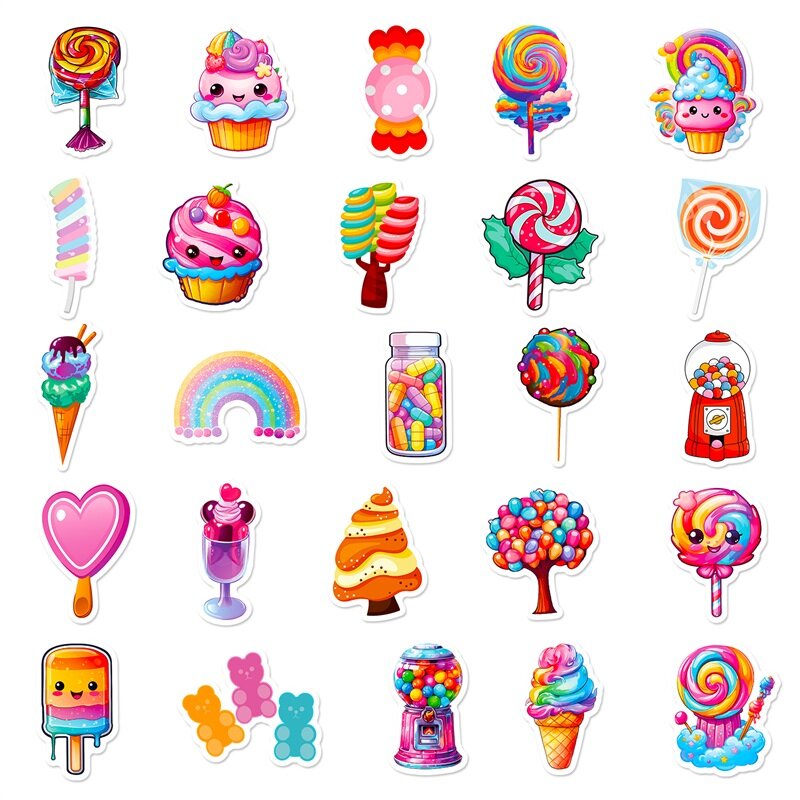 10/30/50PCS Cute Rainbow Candy decorazione colorata Scrapbooking adesivo in PVC estetico cancelleria coreana materiale scolastico per bambini