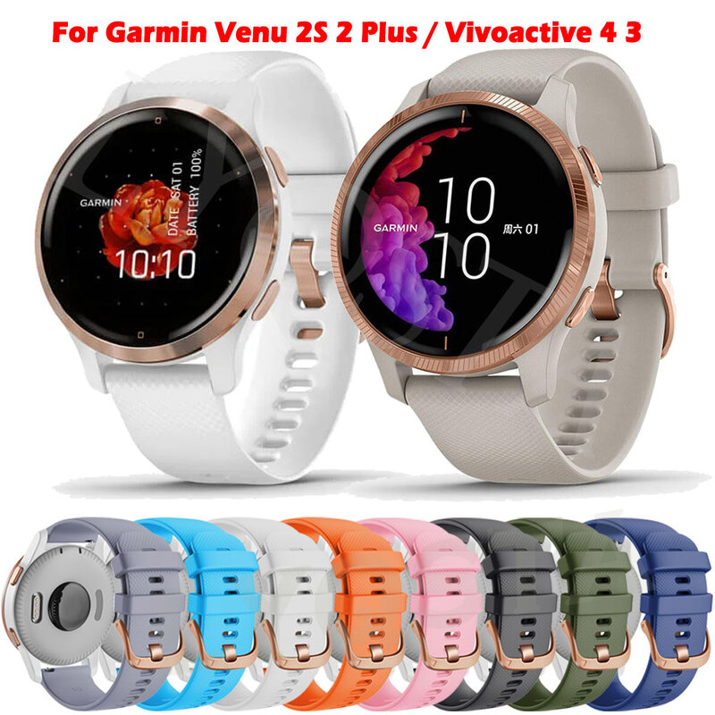18 20 22มม.นาฬิกาสำหรับ Garmin Venu 2S 2 Plus 2 Plus/Vivoactive 3S 4 S 3 4ซิลิโคนสายรัดข้อมือสายรัดข้อมือ