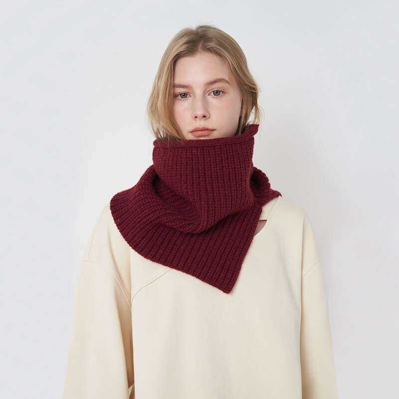 Осенне-зимний однотонный вязаный шейный платок, одежда, открытый теплый воротник с ворсом, ветрозащитный шейный шарф