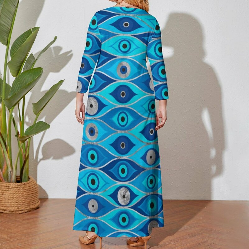Matiasma Evil Eye sukienka kobieta grecka Mati Mataki modna sukienka Maxi odzież uliczna Boho plaża długie sukienki drukuj ubrania Plus rozmiar