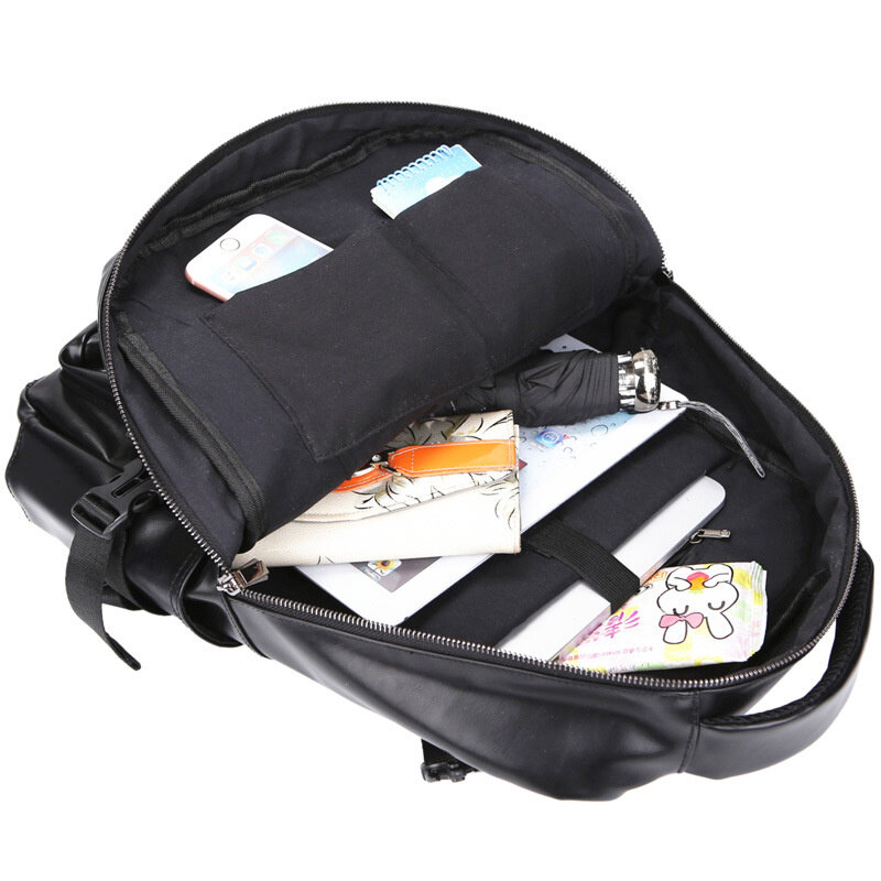 سعة كبيرة بولي Leather حقيبة جلدية للرجال ، حقيبة سفر سوداء ، حقيبة مدرسية للطلاب ، حقيبة كمبيوتر محمول الأعمال ، والأزياء