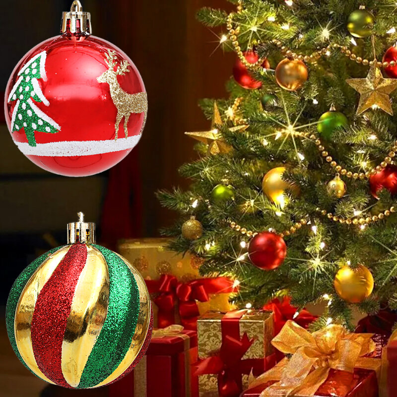 6 pz/set palle per l'albero di natale decorazioni per la casa di natale palline glitterate ornamenti per matrimoni per feste palline appese per caramelle decorazione per regali di natale