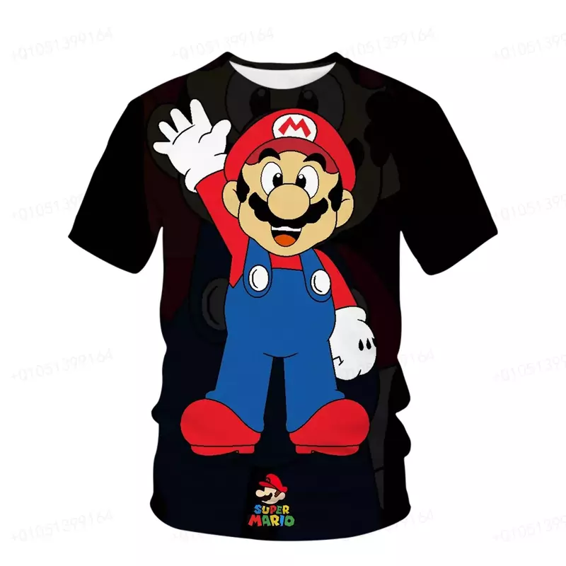 Super Mario cetak kreatif anak usia 3-14 Tahun Musim Panas 2024 T-shirt olahraga luar ruangan sejuk cepat kering