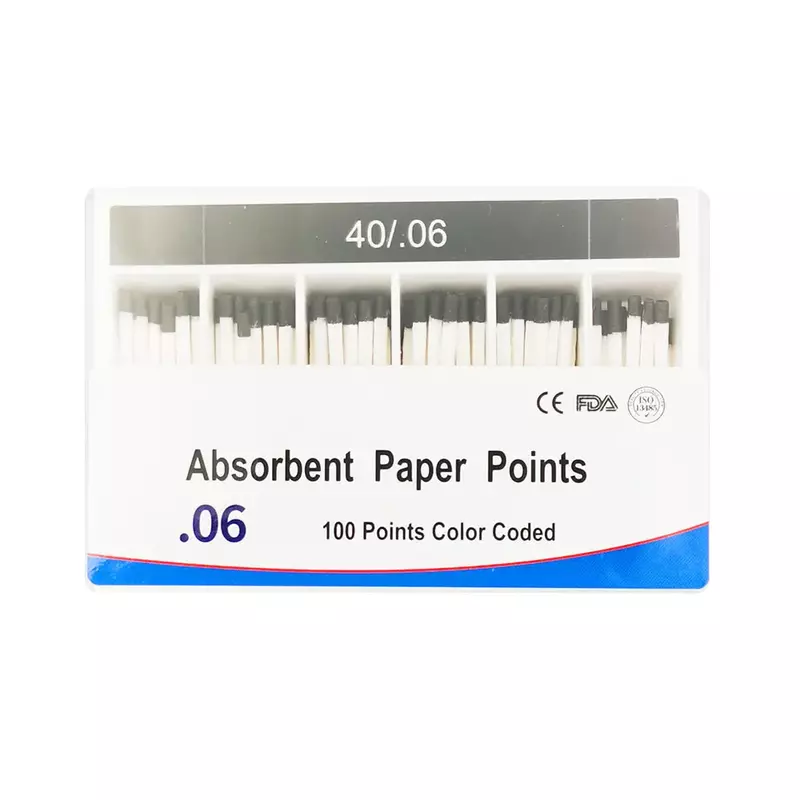 0.06 Taper Dental Absorbent Paper Points 20# 25# 30# 35# 40# Paper Points Cotton Fiber Root Canal Absorption Dental Materials