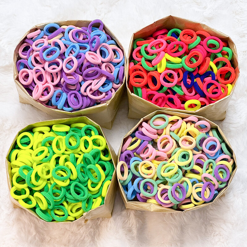 50/100/300Pcs Ealstic Basic Nylon Hair Ties for Girls Ponytail Hold Scrunchie Rubber Band Kid Fashion Hair Band Accessories