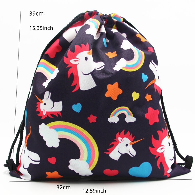 Cartoon Animal Digital Printing Oxford Pocket Unisex Unicorn Pattern Storage Bag Outdoor Travel Shopping Casual Strap Backpack