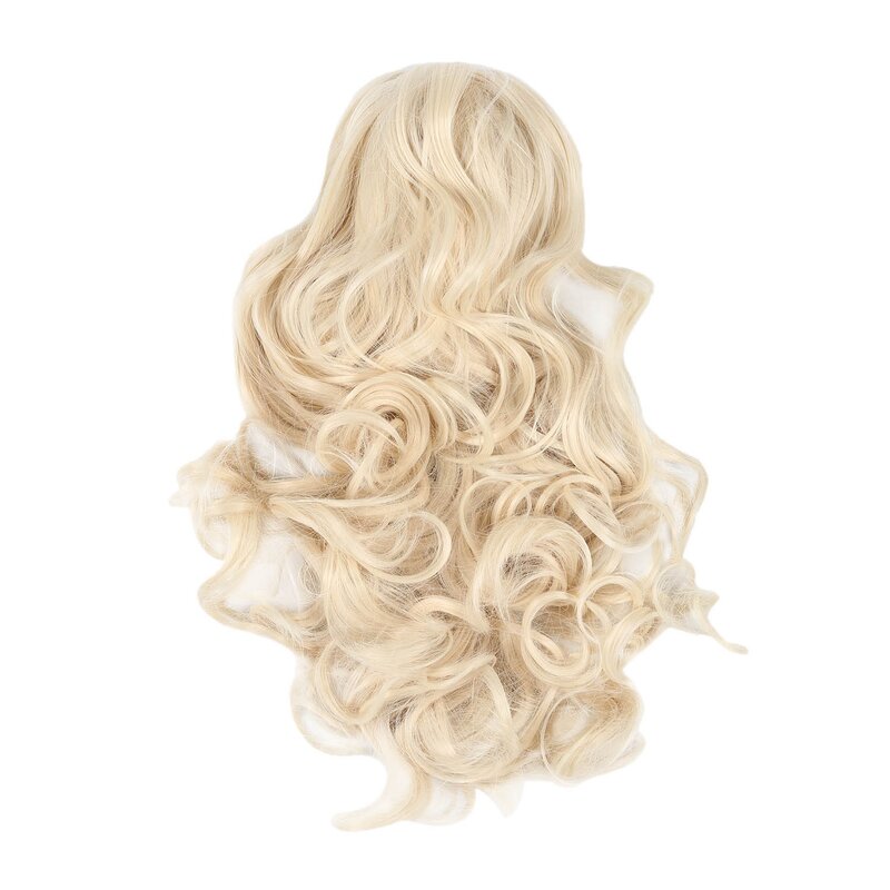 25.6" Long Claw Clip Drawstring Ponytail Hair Extensions False Hair Horse Tress Curly Synthetic Hairpieces Pieces Gold