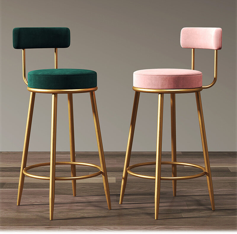 Cadeira moderna minimalista de barra alta, tamborete dourado nórdico, ilha de luxo, WF1031