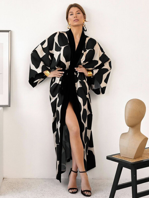 Hiloc-Robes sexy à longueur de rinçage pour femmes, peignoir à manches trois quarts, robe d'hiver en spanGown pour femmes, chemise de nuit, 2024