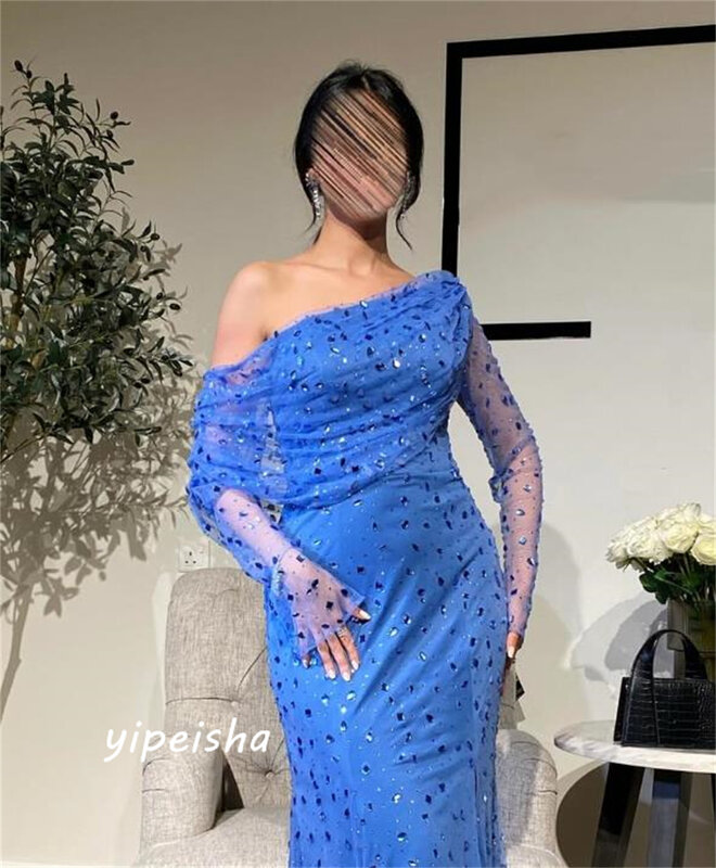 Yipeisha Prom Dress Schitteren Prachtige Off-The-Shoulder Zeemeermin Kralen Paillette/Pailletten Organza Avondjurken Saudi-Arabië